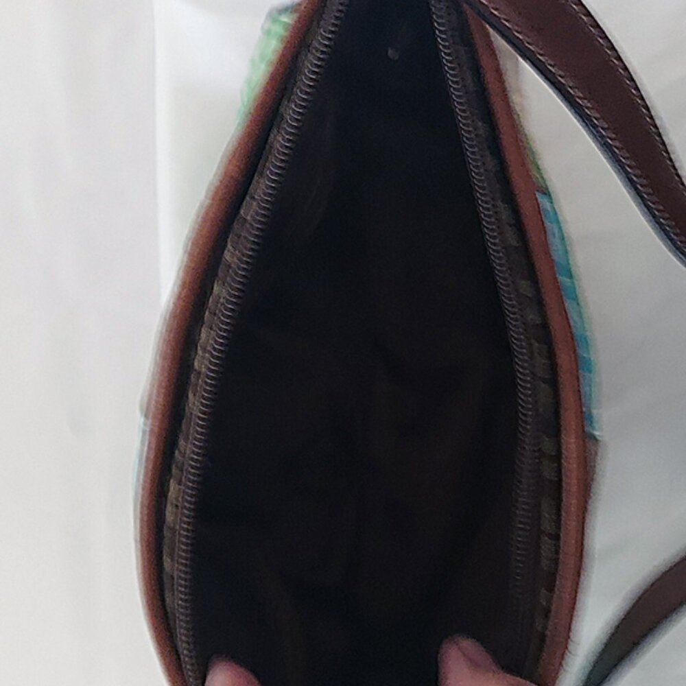 Vintage Fossil Turquoise and Brown Patchwork Cloth Bag - Picture 7 of 7